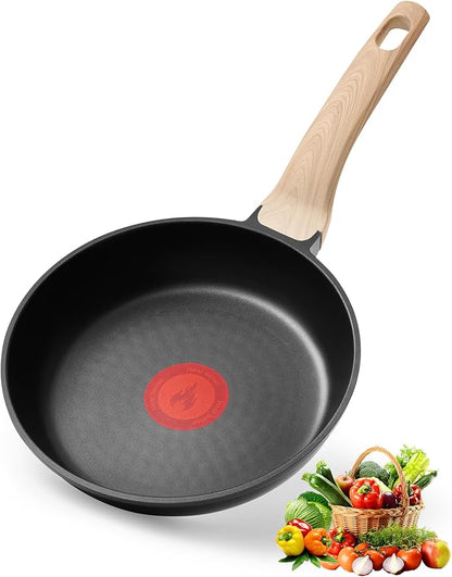 Non Stick Frying Pan, 12-inch Omelette Pan with Heat Dot Temperature Indicator, Healthy Non Toxic Egg Skillet with Heat-Resistant Handle, PFOA-Free, Dishwasher Safe, Compatible with All Cooktops