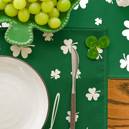 Artoid Mode Green Lucky Shamrock St. Patrick's Day Placemats Set of 6, 12x18 Inch Seasonal Spring Table Mats for Party Kitchen Dining Decoration