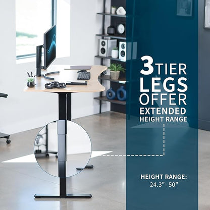 VIVO Electric 63 x 32 in Dual Motor Standing Desk, Memory Height Adjustment, 2B Series, Light Wood Top Black Frame, DESK-KIT-2B1C