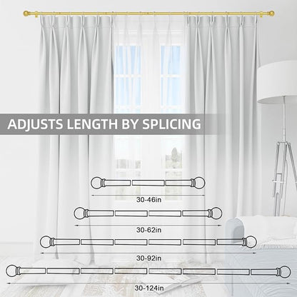 Thestoa Gold Curtain Rods for Windows 48 to 84-92 Inch, Stainless Steel Long Curtain Rods for Bedroom, Living Room, Kitchen, Farmhouse, Outdoor