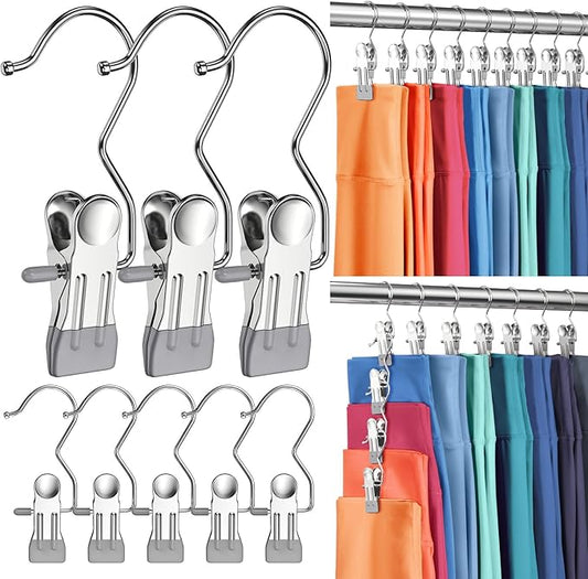 50 Pack Pants Hangers with Clip,Legging Organizer for Closet Hanging, Space Saving Yoga Pants Hangers Clip Hanger Wardrobe Organization,Closet Organizers and Storage for Jeans,Shorts,Skirts,Hats-Gray