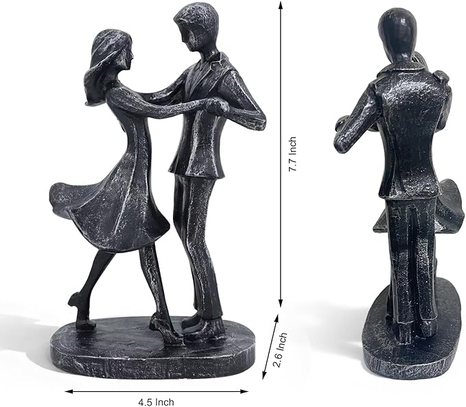 Wedding Anniversary Engagement Gifts for Couples, Room Decor Love Figurines, Black Resin Couple Dancing Sculpture, Aesthetic Statue Knick Knacks for Bedroom, Living Room, Desk, Coffee Table