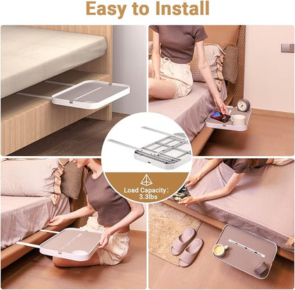 KIWIFOTOS 17" Bedside Shelf for Bed Bedside Table Under Mattress Nightstand Organizer Bedside Storage Rack Bedside Tray for Box Spring/Plate/Platform/Dorm Bed