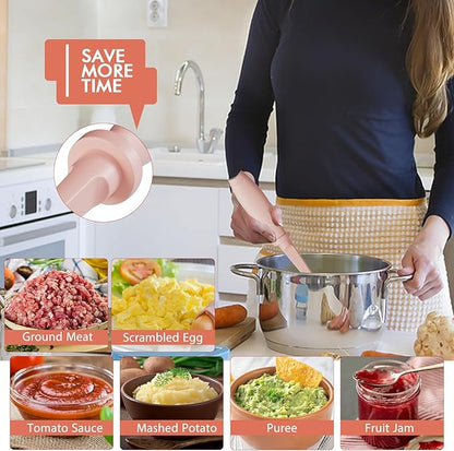 2 Pack Upgrade Meat Chopper, Heat Resistant Meat Masher for Hamburger Meat, Ground Beef Smasher, Nylon Hamburger Chopper Utensil, Ground Non Stick Mix Chopper Mix Potato Masher Tool (Pink)