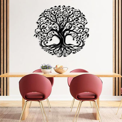 Yemwot Metal Tree of Life Wall Decor, Circle of Life Metal Trees Wall Art, Branch Art, Spiritual Decor, Modern Sculpture Decoration, Living Room Bedroom Decoration (White-Tree 2, 39"x 36"| 100x91cm)