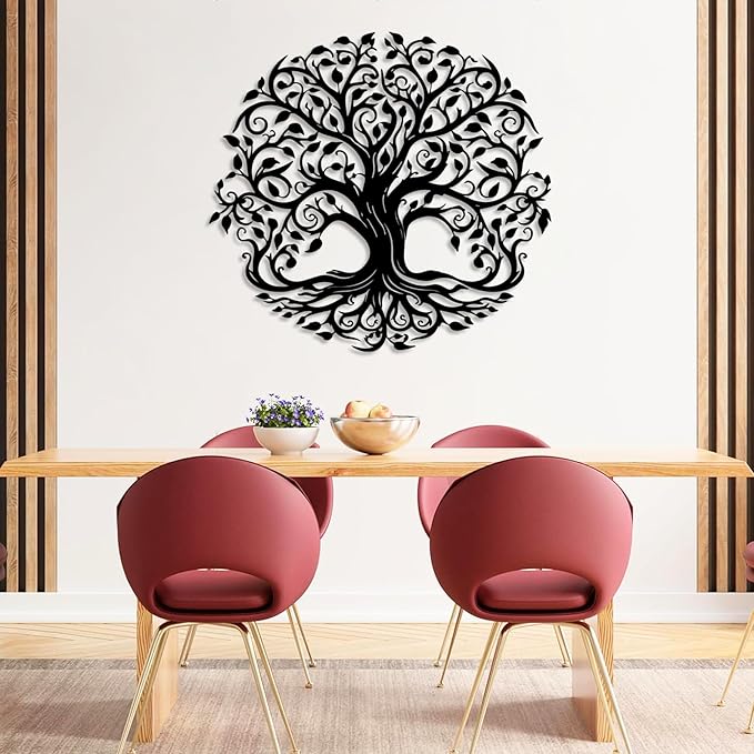 Yemwot Metal Tree of Life Wall Decor, Circle of Life Metal Tree Wall Art, Branch Art, Spiritual Decor, Modern Sculpture Decoration, Living Room Bedroom Decoration (Gold-Tree 2, 29"x 27"| 76x68cm)