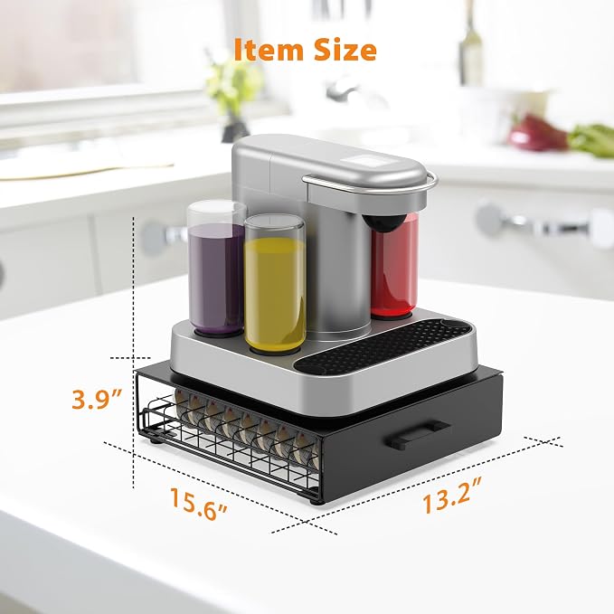 Storage Drawer for Bartesian Capsules, Stackable Cocktail Pod Holder for Bartesian Cocktail Machine Compatible with Bev by BLACK+DECKER Cocktail Machine - Black/40 Pods Capacity