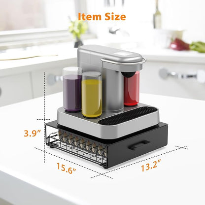 Storage Drawer for Bartesian Capsules, Stackable Cocktail Pod Holder for Bartesian Cocktail Machine Compatible with Bev by BLACK+DECKER Cocktail Machine - Black/40 Pods Capacity