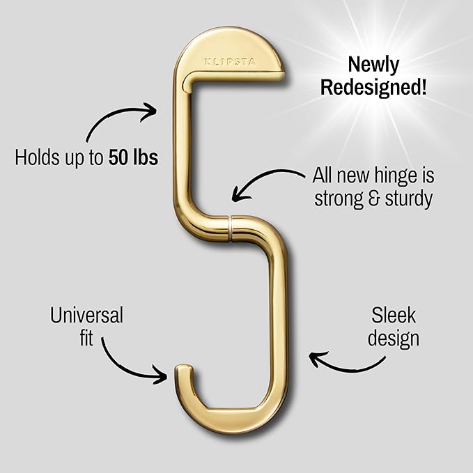 FLIP Bag Hook - Newly Redesigned. Portable Purse Hanger for Table with Magnetic Closure - Now Holds up to 50 lbs. Valentine's Gifts for Women (Gold)