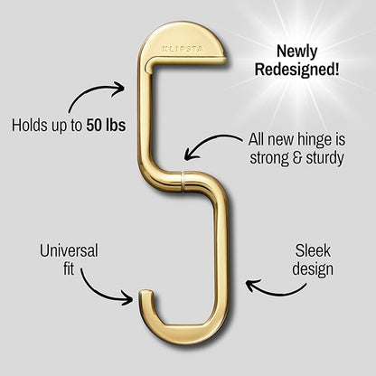 FLIP Bag Hook - Newly Redesigned. Portable Purse Hanger for Table with Magnetic Closure - Now Holds up to 50 lbs. Valentine's Gifts for Women (Gold)