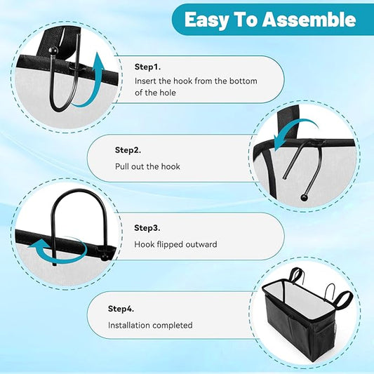 BlissTotes Bedside Caddy, Bedside Storage Organizer for Bunk Bed Accessories, Dorm Storage for Bedside Shelf and Bunk Bed Shelf, Bed Caddy for Home, Dorm, Bunk (Dark Gray, 1 Pack)