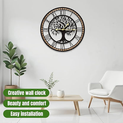 GEXHSRGD Wall Clocks for Living Room Decor - Tree of Life Big Wall Clock, Quiet and No Ticking Suitable for Wall Decor, Living Room Decoration, Kitchen Decoration (16 in)