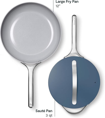 Caraway 12in Fry Pan + 10in (3qt) Saute Pan Duo Navy