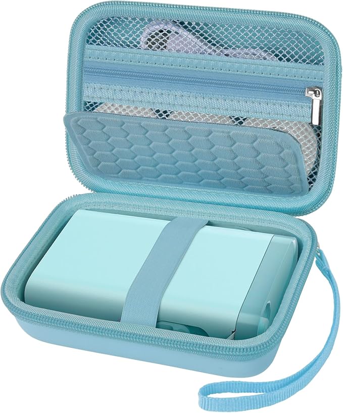 Comecase Case Compatible with Nelko P21/ for Phomemo D30 D35 Label Maker Machine, for JADENS D11/ for SUPVAN Mini Labeler Sticker, Labler Maker Storage for Tape&Accessories (Sky Blue)