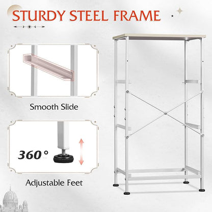WLIVE Nightstand with 3 Drawers, Fabric Dresser, Organizer Unit, Storage Dresser for Bedroom, Hallway, Entryway, Closets, Sturdy Steel Frame, Wood Top, Easy Pull Handle, Light Grey