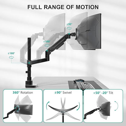 WALI Heavy Duty Monitor Arm Desk Mount for 13-43 Inch Ultrawide Screens, Single Monitor Arm with Full Motion Tilt, Swivel, Rotation, Holds up to 44 lbs, C-Clamp Mount for VESA 75/100mm (GSDM001-P)