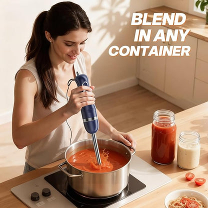 Turelar Immersion Blender Handheld, Corded Electric Blenders Portable Stick Mixer with 2 Mixing Speed and Stainless Steel Blades Emulsifier for Effortless Blending Soup, Smoothies, Puree or Baby Food