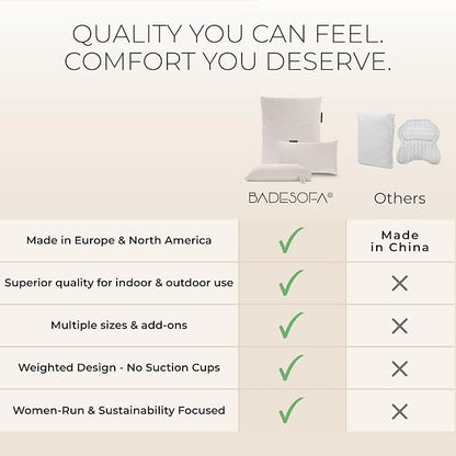 BADESOFA® Luxury Bath Pillow M - Thick & Comfortable Tub Pillow for Bathtub - Washable & Quick-Drying Back Bath Pillow - Non-Slip Bath Pillows - Luxury Spa Cushion in Ivory Pearl