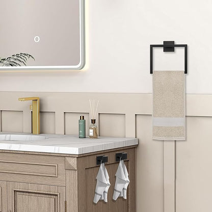 JOPOFI 5 Piece Bathroom Towel Bar Set - Thicken Stainless Steel Bath Towel Holder, 15.7 Inch Towel Racks for Bathroom Wall Mounted, Bathroom Hardware Accessories Set - Matte Black