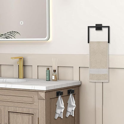 JOPOFI 10 Piece Bathroom Towel Bar Set - Thicken Stainless Steel Bath Towel Holder, 15.7 Inch Towel Racks for Bathroom Wall Mounted, Bathroom Hardware Accessories Set - Matte Black