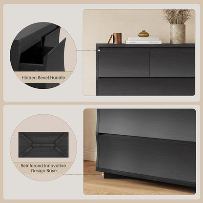 Black Tall Dresser for Bedroom, 52.8" Tall Dresser with 7 Drawers, Wood Dressers & Chests of Drawers, Accent Upright Drawer Organizers for Closet, Hallway
