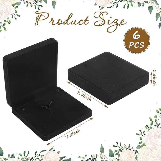 Yinkin 6 Pcs Velvet Jewelry Set Box Jewelry Display Case Earring Ring Bracelet Necklace Gift Box Pearl Necklace Storage Case for Mother's Day Wedding Travel Anniversary(Black)