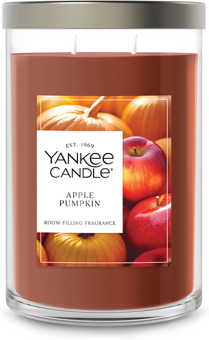 Yankee Candle Large Tumbler Scented Candle with up to 80 Hour Burn Time, Premium Plant Wax Blend for Consistent Burn, 20 oz Tumbler Candle with Room Filling Fragrance, Apple Pumpkin