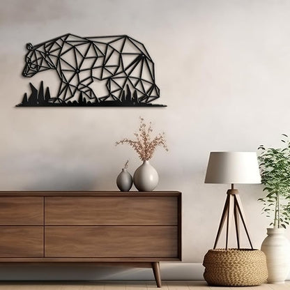 SIGNLEADER Metal Wall Art Decor Big Stupid Bear Modern Abstract Wall Sculpture Hangings Home Decoration for Living Room, Bedroom, Bathroom, Kitchen, Outdoor - 30" Black