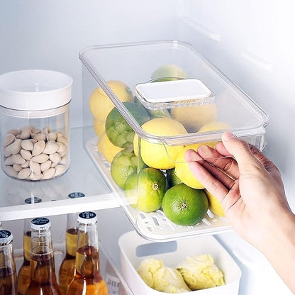 Produce Saver Containers for Refrigerator 3 Pack, Stackable Plastic Fridge Food Fruit Vegetables Storage Bins with Vented Lids, Clear Freezer Fresh Keeper Organizers and Storage Container Set