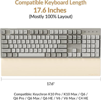 Keychron Retro Cream Silicone Wrist & Palm Rest, 17.6" Full Size for K10 Pro / K10 Max / Q6 / Q6 Pro / Q6 Max / Q6 HE / V6 / V6 Max / C4 HE, Washable, Non-Slip Base, Typing Support