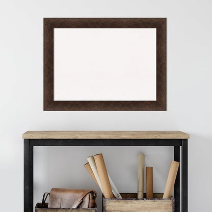 Amanti Art White Cork Board for Wall, 25x33 Vision Board with Brown Wood Frame, Medium Corkboard Office Decor for Home Organization, Casual Corkboard Pinboard to display items for home organization