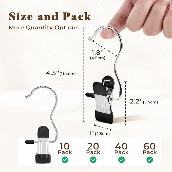 Legging Organizer for Closet, Metal Yoga Pants Hangers 20 Pack Hanging Clips w/Rubber Coated Holds Leggings, Space Saving Hanger Closet Organizers and Storage for Workout Sets, Hat