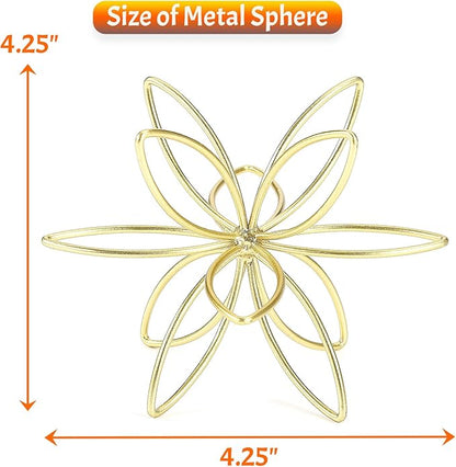 4.25" Gold Sphere Decor, Metal Handmade Floral Decorative Sculpture, Abstract Tabletop Decorative Ball for Home Metal Sphere Decor