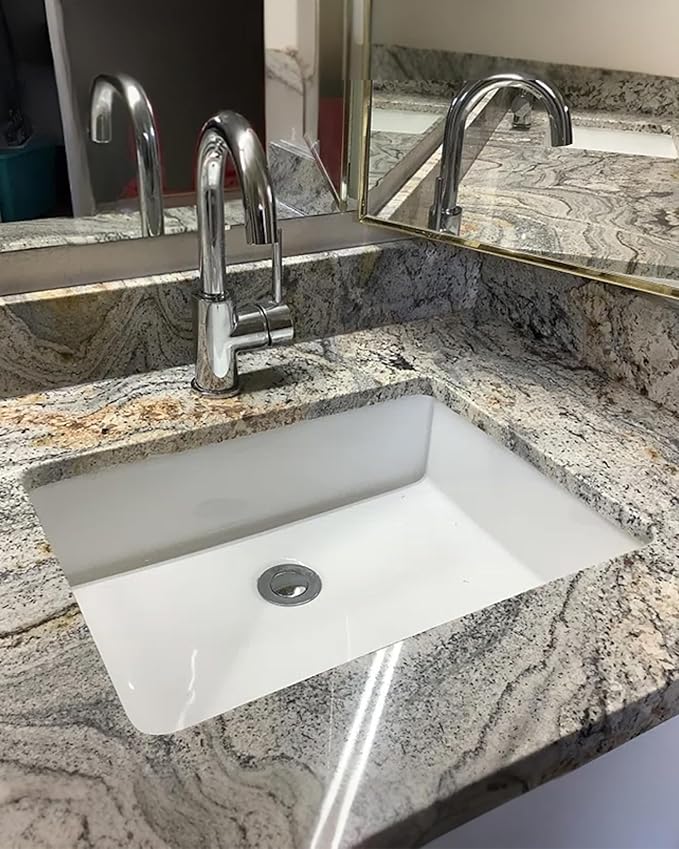 17-Inch Undermount Bathroom Sink, White Ceramic Rectangular Vanity Sink with Overflow, Modern Under Counter Lavatory Basin for Bathroom Vanity, UB-06