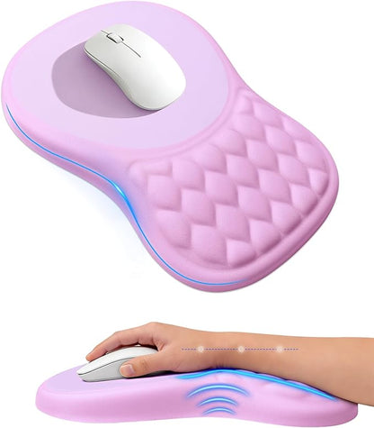 Ergonomic Mouse Pad with Wrist Rest, Slope Design Memory Foam Support, Smooth Lycra Surface, Non-Slip PU Base, Comfortable Mouse Mat for Office, Home, Computer Desk