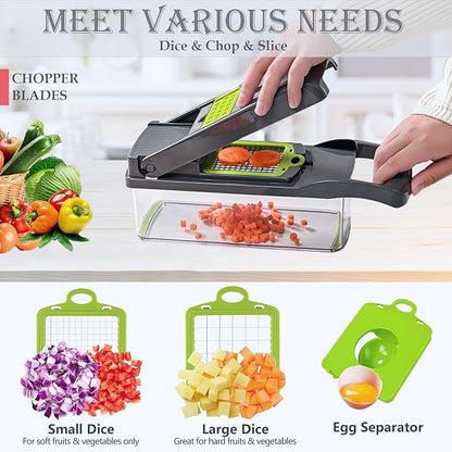Dewpeton Pro-Series 20-in-1 Mandoline Slicer & Spiralizer, Veggie Chopper with Container, Home Essential Kitchen Gadget