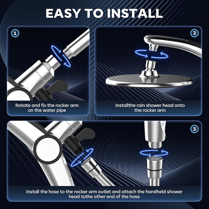 Shower Head with filtered Handheld High Pressure daul Shower Heads with Handheld Spray Combo and 10 Sprays Handheld Shower Head Detachable Shower head Built-in Magnetic Docking and Power Jets Chrome