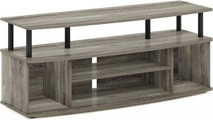 Furinno Jaya Large Entertainment Center Hold up to 55-in TV, Inch, French Oak/Black