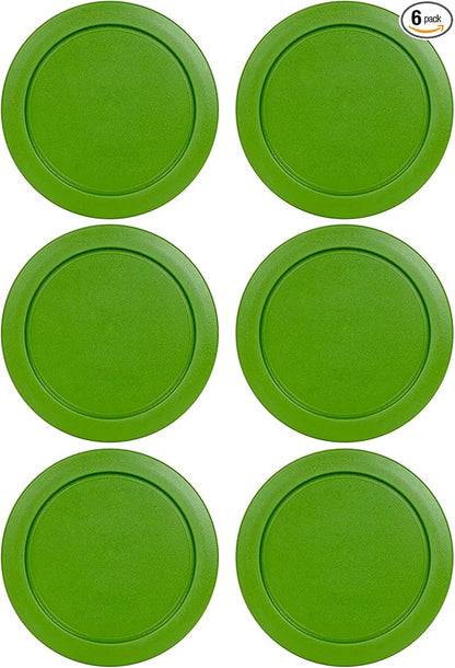 Replacement Lids fits Pyrex 6 & 7-Cup Glass Food Storage Container Bowls, 7.5-Inch Plastic Round Lids Covers for Pyrex 7402-PC, Airtight & Leakproof (6-Pack, Green)