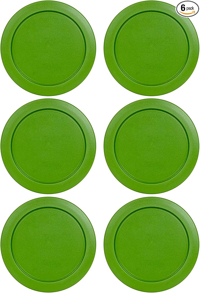 Replacement Lids fits Pyrex 2-Cup Glass Food Storage Container Bowls, 5-Inch Plastic Round Lids Covers for Pyrex 7200-PC, Airtight & Leakproof (6-Pack, Green)