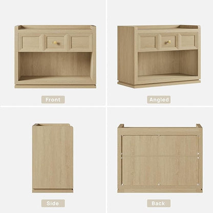 SICOTAS 31" Wide Nightstands Set of 2, Large Night Stands with Drawer, Oversized King Size Nightstand Bedside Table for Bedroom, Farmhouse End Side Table Set of 2(Coastal Oak, 31 Inch)