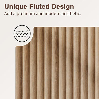 Fluted Buffet Cabinet with Storage Accent Sideboard,Modern Credenza with 4 Doors & Adjustable Shelves,Wood Coffee Bar Table Console for Dining Room Kitchen Living Room Entryway,Natural Oak