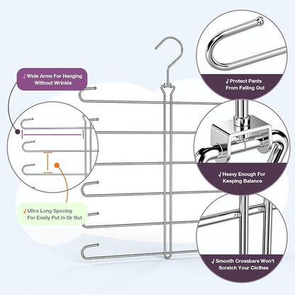 Leggings Hangers for Closet,2 Pack Metal Yoga Pants Hanger Hold 24 Leggings,Scarf Organizer,Closet Organizer for Pants,Scarf,Tank Tops,Bra,Jeans