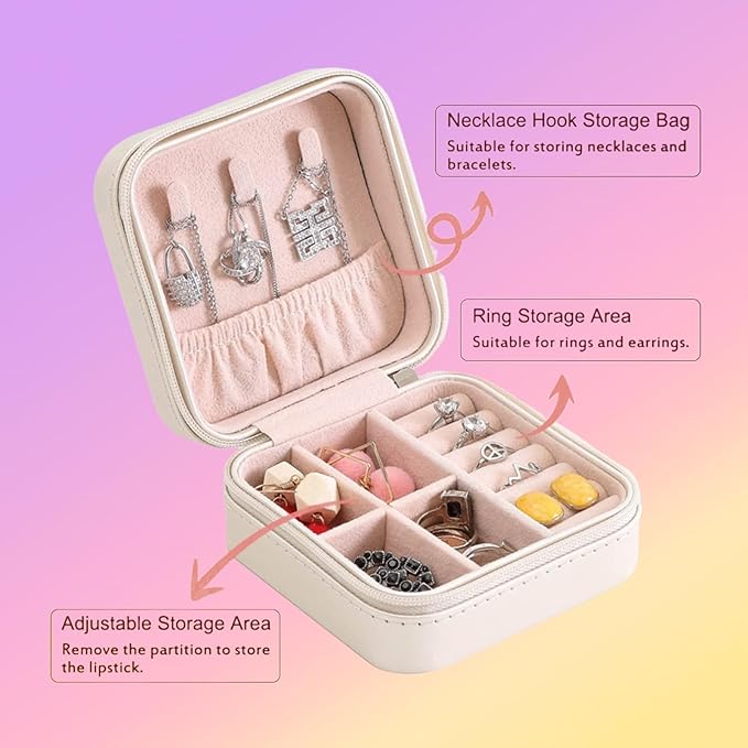 Custom Jewelry Box, Personalized Jewelry Travel Case Leather Mini Jewelry Case with Name & Birth Flower Mothers Day Gifts, Birthday Gifts, Wedding Gifts for Women Mom Wife Girls