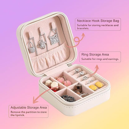 Custom Jewelry Box, Personalized Jewelry Travel Case Leather Mini Jewelry Case with Name & Birth Flower Mothers Day Gifts, Birthday Gifts, Wedding Gifts for Women Mom Wife Girls