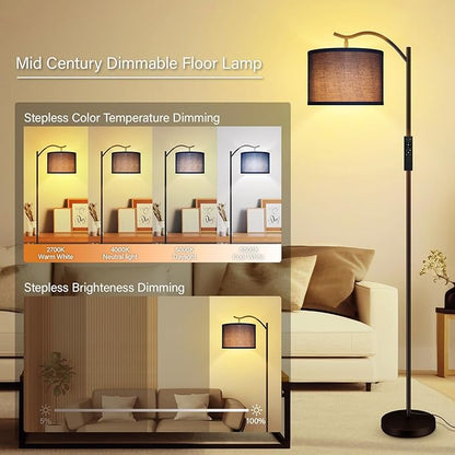 BoostArea Floor Lamp for Living Room,Arc Floor Lamp with Remote Control,Stepless Dimmable Brightness & Colors Temperature 2700k-6500k,Modern Standing Lamp for Bedroom Study Room Office,Blue