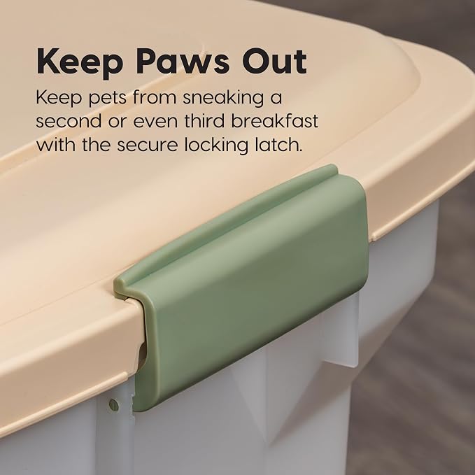 IRIS USA Dog Food Storage Container 58 lbs, Attachable Wheels, for Dog Cat Birds and other Pets, Food Storage Bin, Keep Fresh, Easy Mobility, BPA Free - Made in the USA, Almond/Pearl