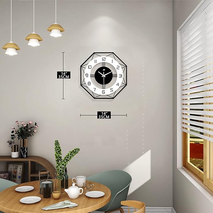 Large Wall Clocks for Living Room Decor Modern Silent Wall Clock for Home House Kitchen Bedroom Decorative Big Wall Clock Non Ticking Battery Operated Quartz for Bathroom Outdoor Indoor 14 Inch