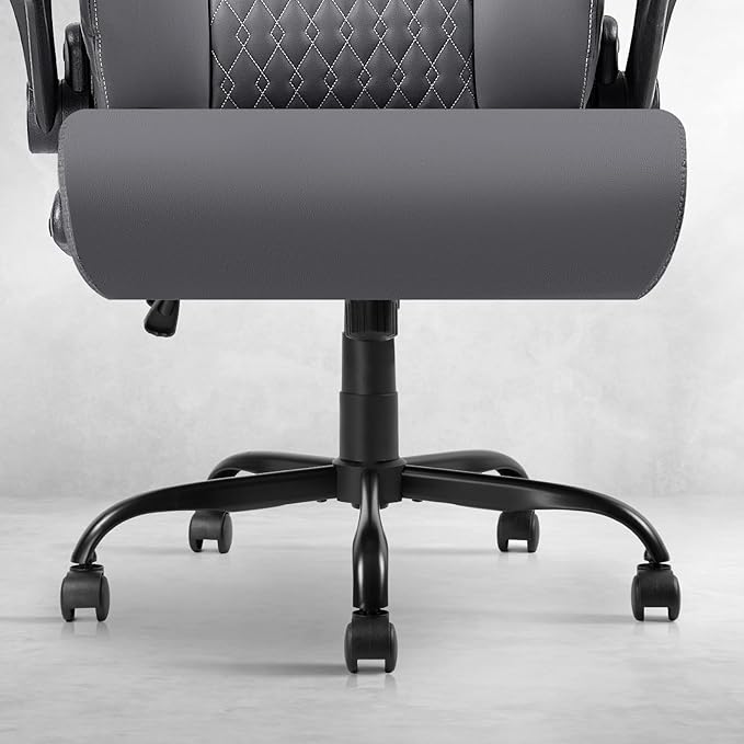 VITESSE Heavy Duty Office Chair, Executive Office Chair with Flip up Armrest,Ergonomic High Back Computer Gaming Chairs Home Office 400lbs, Big and Tall Office Chairwith Lumbar Support（Gray）