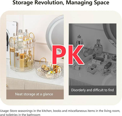 360° Rotating Acrylic Storage Rack, 2-Tier Large Capacity Makeup Organizer for Bathroom Countertop & Vanity, Clear Cosmetic Holder for Skincare, Perfume & Beauty Essentials